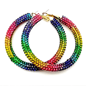 Colorful Rhinestone Hoop Earrings - Ella Moore