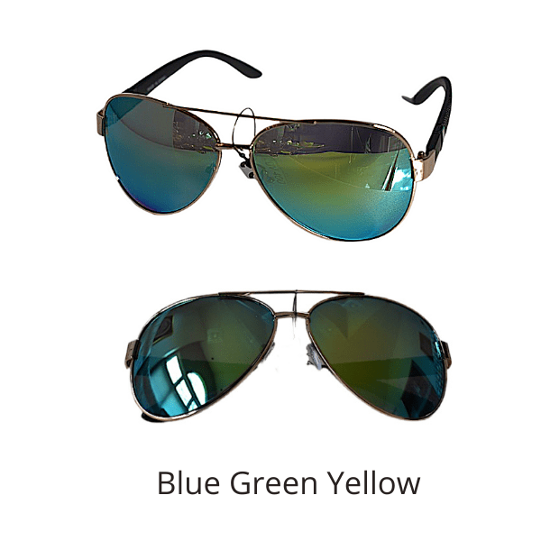 Blue Green Yellow  Mirrored Polarized Men Women Aviator Sung;asses UV400 UV 400 - Ella Moore