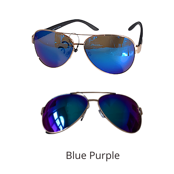 Blue Purple  Mirrored Polarized Men Women Aviator Sung;asses UV400 UV 400 - Ella Moore