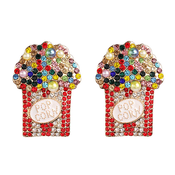 Colorful Popcorn Rhinestone Pearl Drop Earrings - Ella Moore