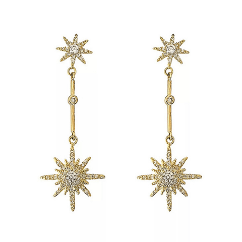 Gold Snowflake Star Dangling Earrings - Ella Moore