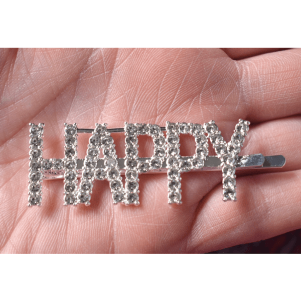 Happy Word Rhinestone Hair Pin Clip - Ella Moore