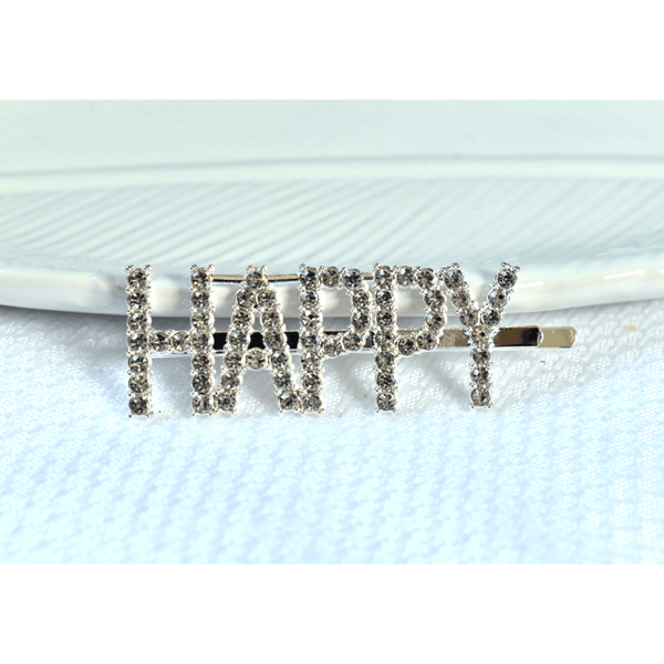 Happy Word Rhinestone Hair Pin Clip - Ella Moore
