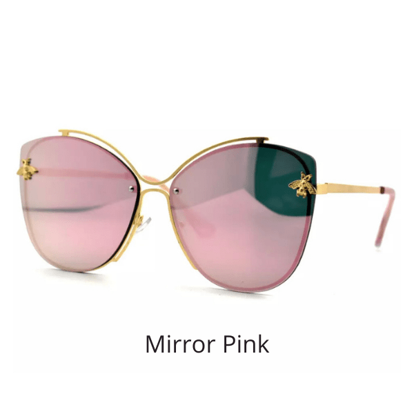 Mirrored Mirror Pink Cateye Cat Eye Bee UV 400 Women sunglasses - Ella Moore