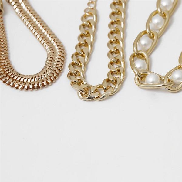 3 Piece Gold Pearl and Chain Bracelets - Ella Moore