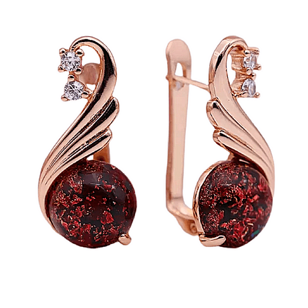 red onyx amber rose gold dangling earrings - ella Moore