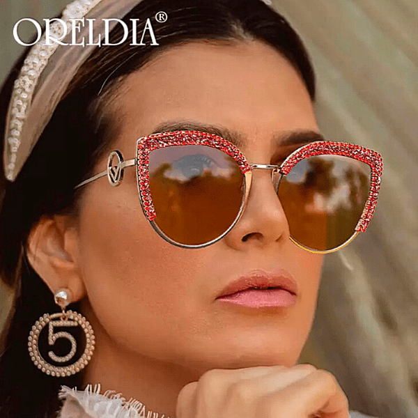 Colorful Rhinestone Sparkling Jeweled Fancy Bling Women Sunglasses with Case - Ella Moore