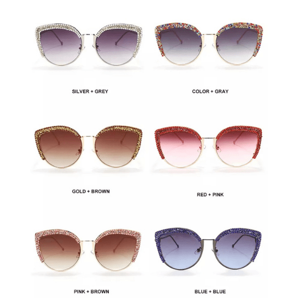 Colorful Rhinestone Sparkling Jeweled Fancy Bling Women Sunglasses with Case - Ella Moore