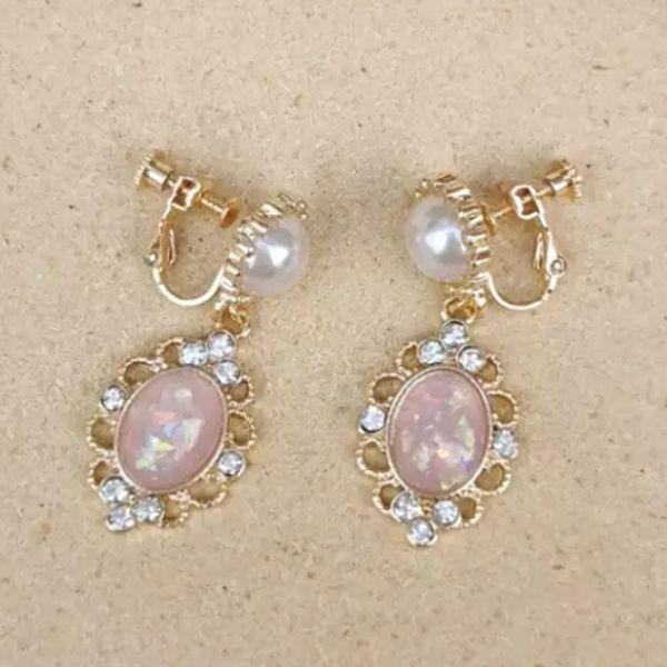 Baroque Pearl and Pink Water Drop Women Clip On Earrings - Ella Moore