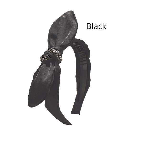 Black Sparkling Center Knotted Bow Headband - Ella Moore