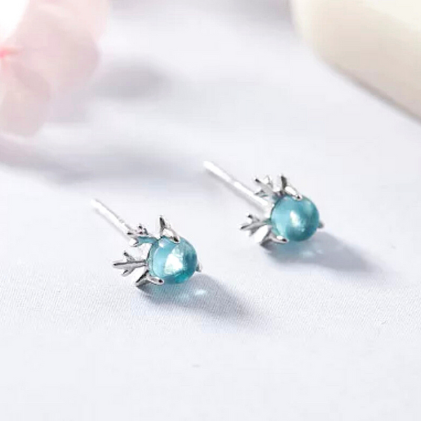 Blue  Mini Sterling Silver Stud Reindeer Earrings - Ella Moore