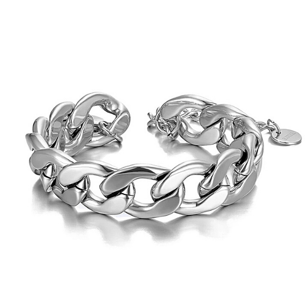 Silver Titanium Stainless Steel Chain Linked Bracelet - Ella Moore