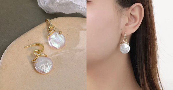 Stunning CZ Freshwater Pearl Sterling Silver Dangle Earrings