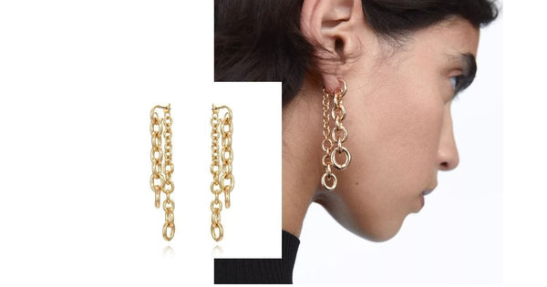 Dangling Women Gold Chain Earrings - Ella Moore