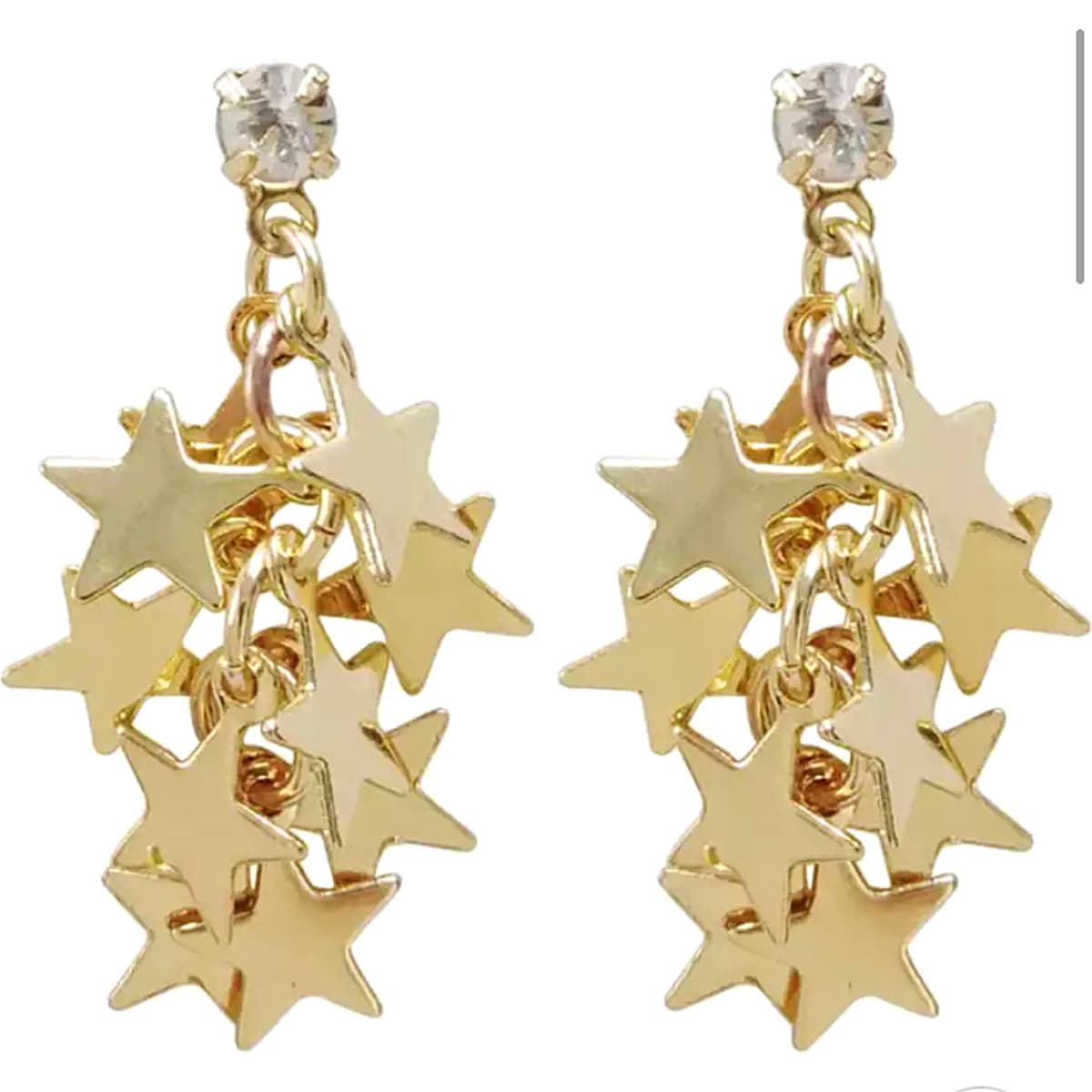 Gold CZ Star Dangling Clip On Earrings - Ella Moore