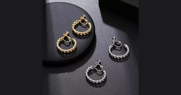 Sophisticated Gold  and Silver Chain Hoop Clip On Earring - Ella Moore