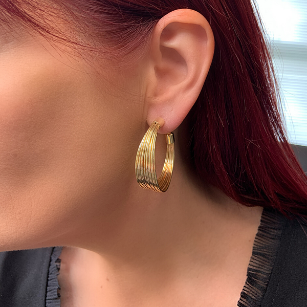 Yellow Gold Sleek 18 Kt Wire Hoop Earrings - Ella Moore