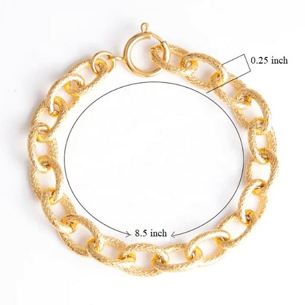 Gold Textured Women Oval Link Twist Chain Bracelet - Ella Moore