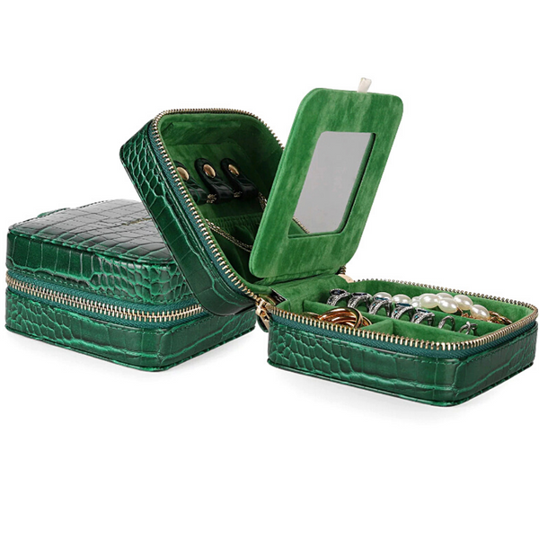 Green Animal Print Jewelry Boxes for Travel - Ella Moore