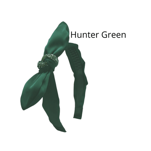 Hunter Green Sparkling Center Knotted Bow Headband - Ella Moore