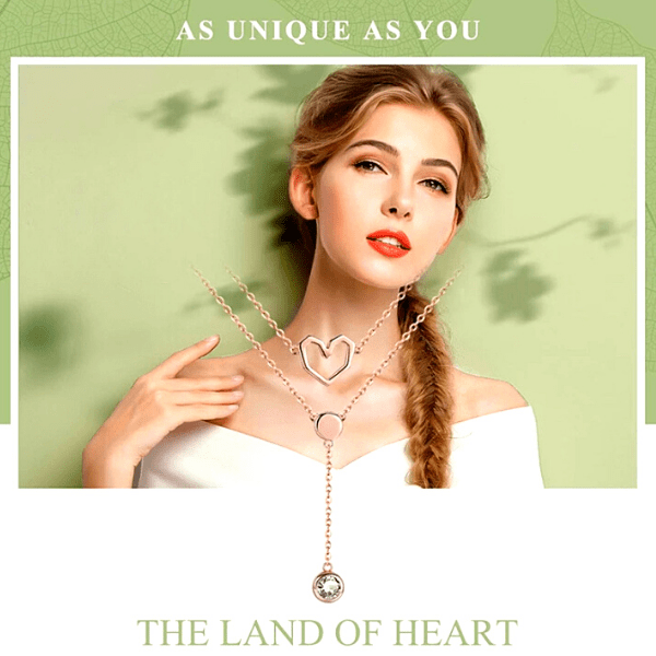 Delicate Layered CZ  & Sterling Silver Heart Necklace - Ella Moore