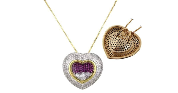 Radiantly Shimmering Micro-Inlaid CZ Gold Heart Necklace - Ella Moore