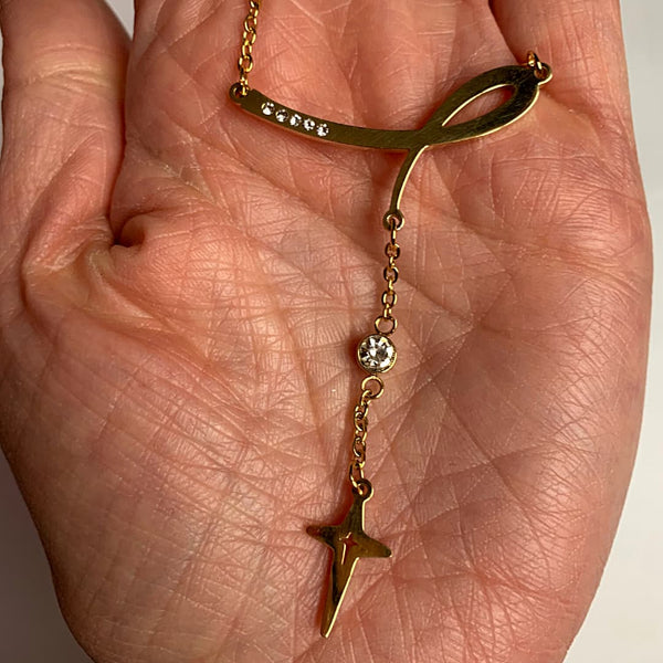 Modern CZ Gold Cross Necklace - Ella Moore