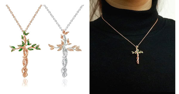 Nature Inspired Cross Necklace - Ella Moore