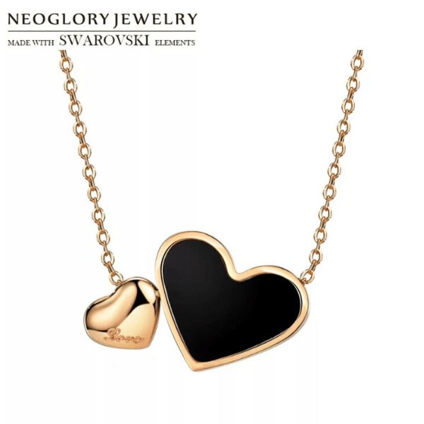 Exquisite Neoglory Swarovski Crystal, Shell, & Rose Gold Heart Necklace & Bracelet Set - Ella Moore