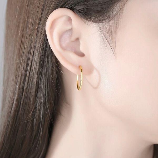 Petite 14kt gold plated Tension Sterling Silver Clip On Hoop Earrings