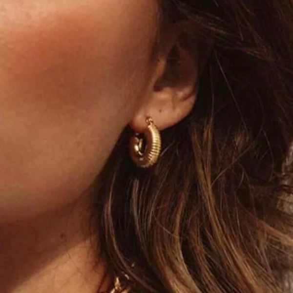 Refined Spiral Gold Huggie Hoop Earrings - Ella Moore