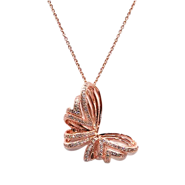 Rose Gold Gracefully Sparkling CZ Cubic Butterfly Necklace - Ella Moore
