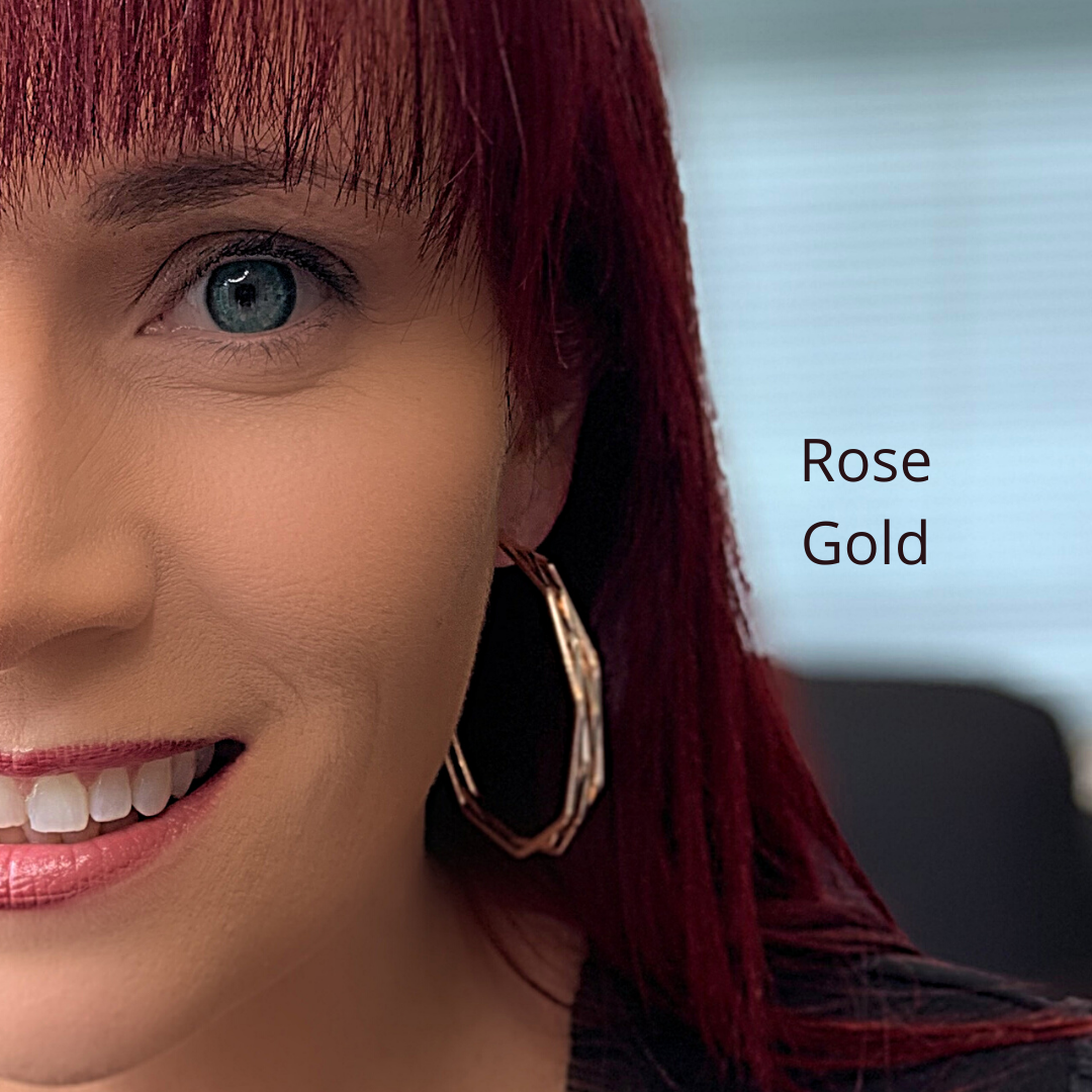Rose Gold Triple Geometric Large Hoop Clip On Earrings - Ella Moore