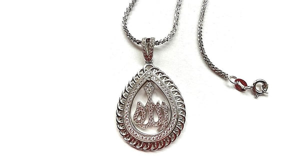 Sophisticated CZ Sterling Silver Allah Necklace - Ella Moore
