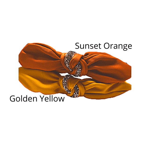 Sunset Orange and Golden Yellow Sparkling Center Knotted Bow Headband - Ella Moore