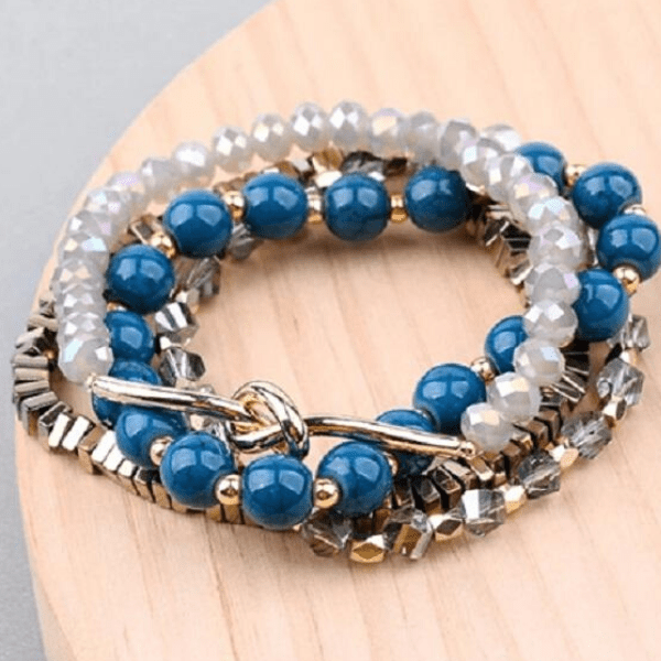 Turquoise & Crystal Bead Bracelets - Ella Moore
