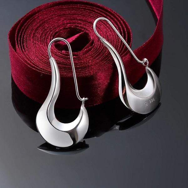 Unique Polished Silver Hoop Earrings