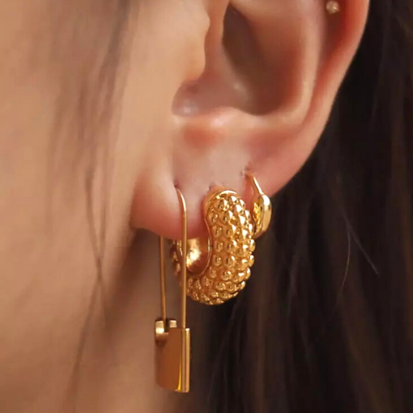 Sophisticated Uniquely Textured Gold Huggie Hoop Earrings - Ella Moore