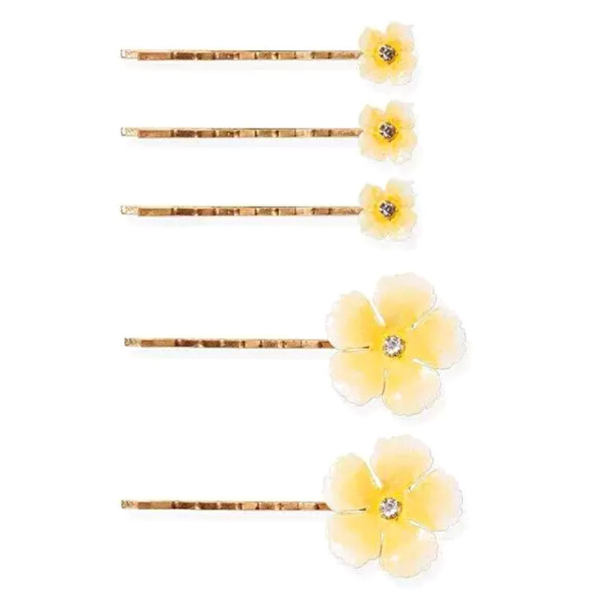 Yellow Whimsical Flower Hair Pins - Ella Moore