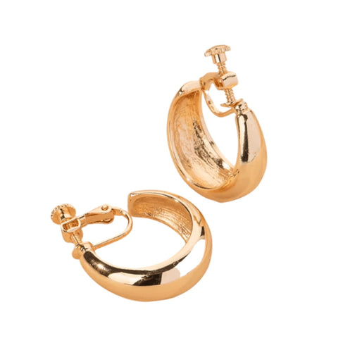 Gold Hoop Clip On Earrings - Ella Moore