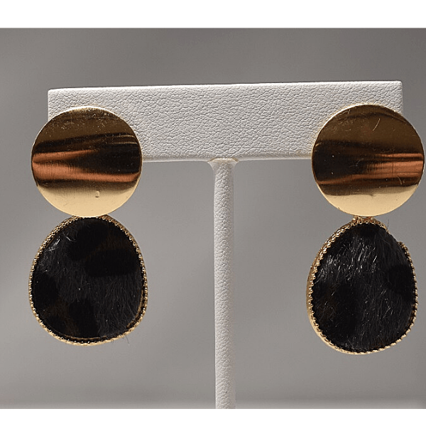 2 Piece Set Minimalist Gray Leopard Round Dangling Earrings and Leopard Wave Twist Earrings - Ella Moore