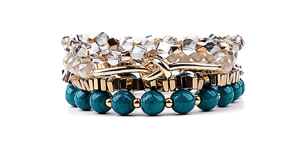 4 piece 8 mm Natural Real Turquoise Bead Bracelet  Set - Ella Moore