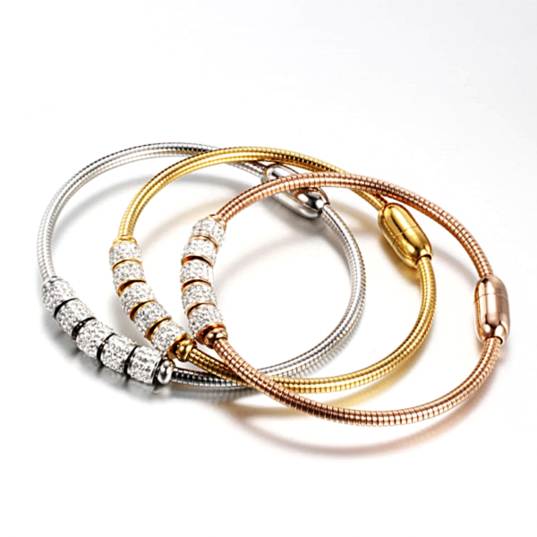 Exquisite 5 Bead Crystal Magnetic Snake Chain Bracelet - Ella Moore
