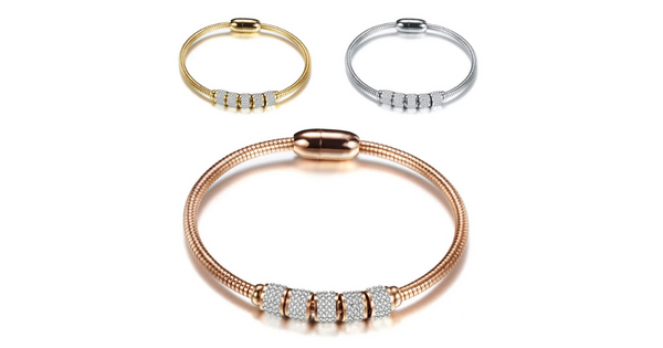 Exquisite 5 Bead Crystal Magnetic Snake Chain Bracelet - Ella Moore