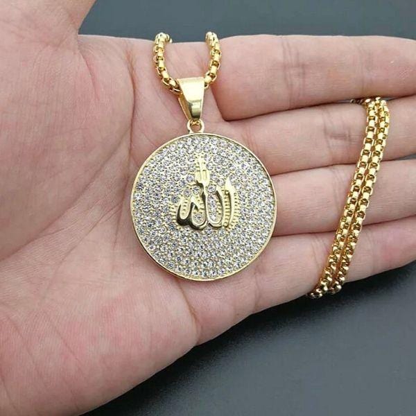 Shimmering CZ Women Gold Allah Necklace
