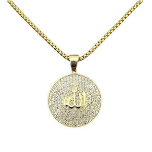 Shimmering CZ Women Gold Allah Necklace