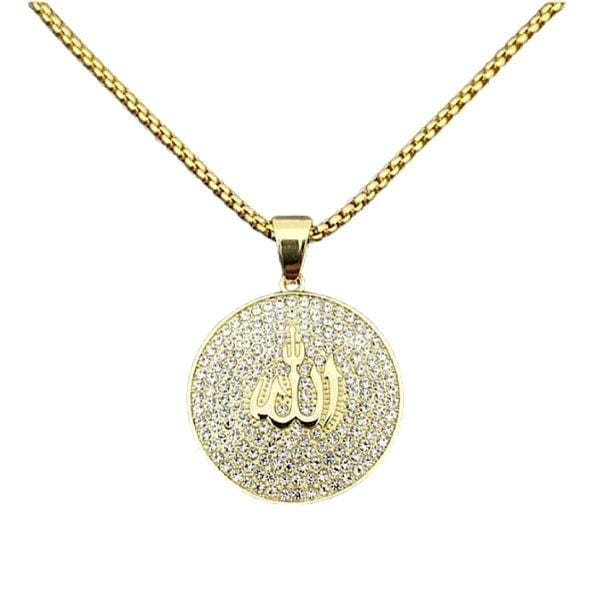 Shimmering CZ Women Gold Allah Necklace