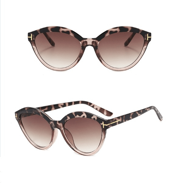 Beige Mocha Leopard Animal Print Cat Eye Women Sunglasses - Ella Moore