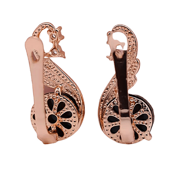 Shimmering Crystal Cave Onyx Rose Gold Dangle Earrings