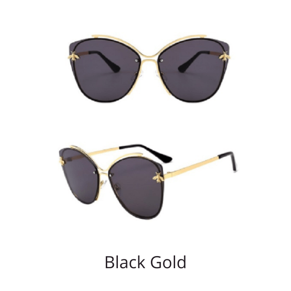 Black Gold Cateye Cat Eye Bee UV 400 Women sunglasses - Ella Moore